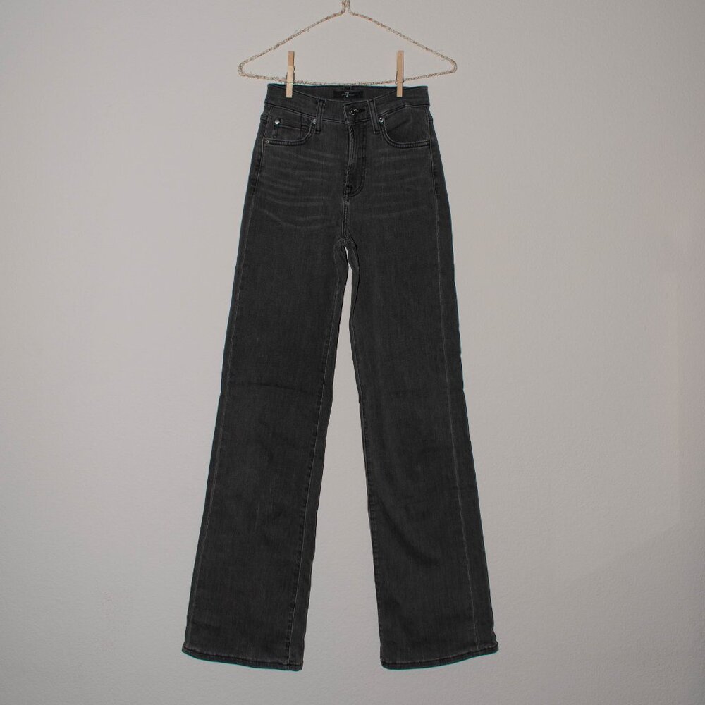 7 For All Mankind Washed Black Relaxed Straight Jeans